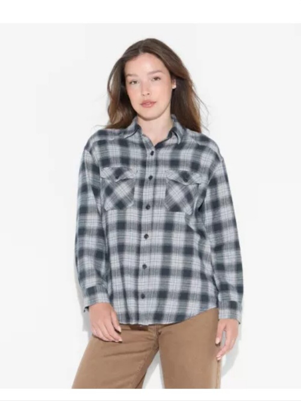 Women's Long Sleeve Plaid Flannel Shirt